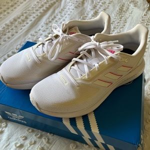 Adidas Pink and White Running Shoes (Size 8)